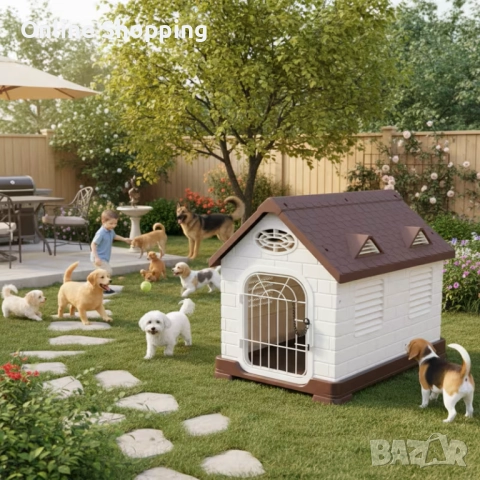 Външна водоустойчива къща от пластмаса за кучета, котки и други домашни любимци