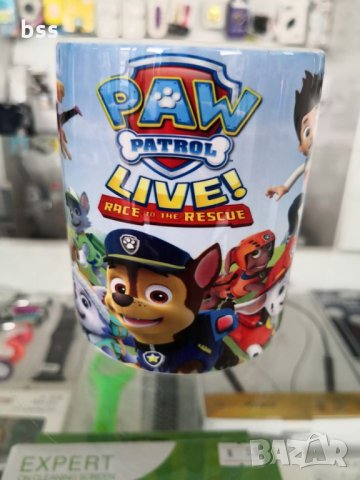 Бяла порцеланова чаша с изображение от детското филмче Пес патрул / Paw Patrol- Дизайн 1
