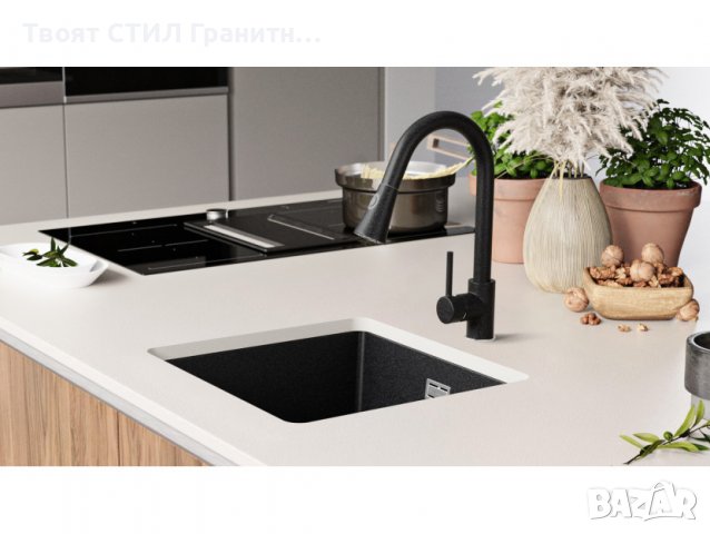 Гранитна Мивка за Вграждане под Плот Лондон 50 XL - 460 x 440 mm графит, снимка 5 - Други - 38223368