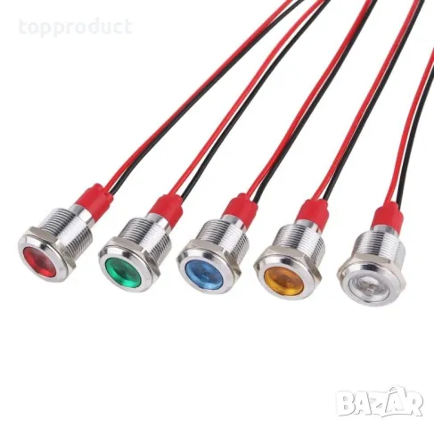 LED сигнална, индикаторна лампа 6мм на 220v и 12-24v
