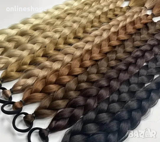 Плетена дълга опашка екстеншън с ластик , синтетична коса 60см , снимка 3 - Аксесоари за коса - 49005476