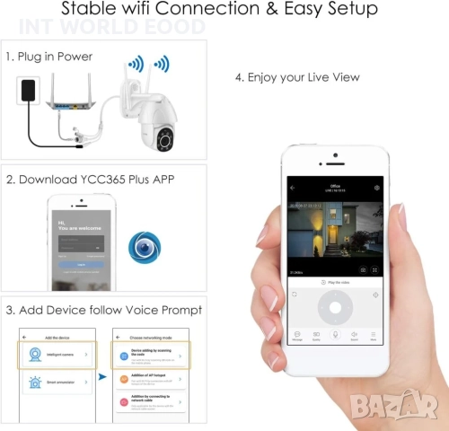 1080P 2MP IP PTZ Безжична Охранителна Камера  Пълноцветно нощно виждане YCC365 Plus APP, снимка 5 - IP камери - 52062710