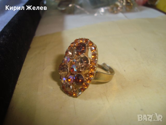 ПОЗЛАТЕН КРИСТАЛЕН РЕГУЛИРУЕМ ВИНТИДЖ АРТ ПРЪСТЕН 29279, снимка 3 - Пръстени - 37745340