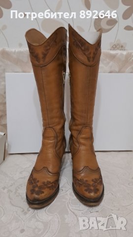 Дамски ботуши естествена кожа цвят камел 38 номер, снимка 3 - Дамски ботуши - 43675482