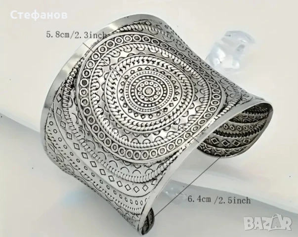 Широка дамска гривна метал антично сребро, снимка 7 - Други - 50647134