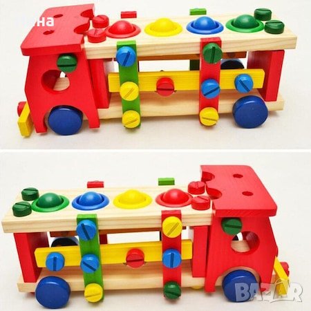 Образователно дървено камионче , снимка 7 - Образователни игри - 43370742