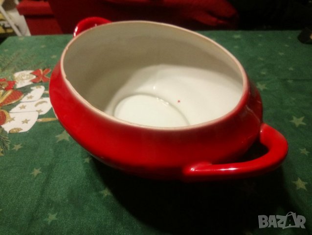 Червен порцеланов супник, снимка 5 - Антикварни и старинни предмети - 35247153