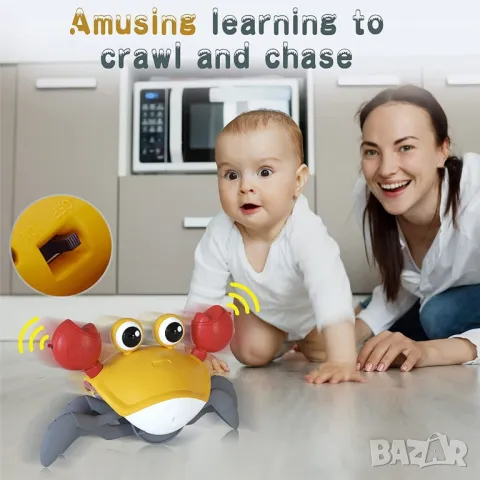 Детска интерактивна играчка рак с музика и LED светлини, снимка 2 - Електрически играчки - 48076052