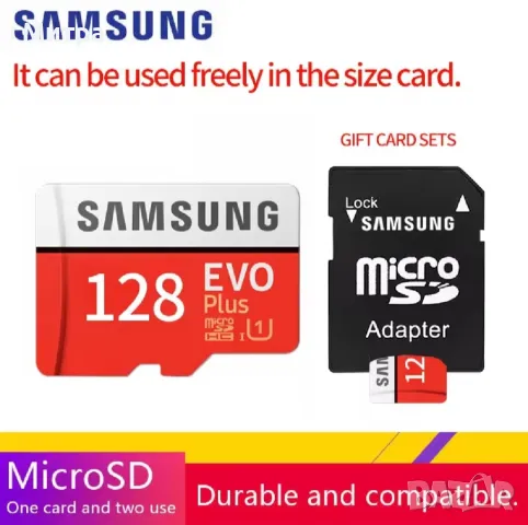 SD memory памет карта Samsung 128 GB плюс SD адаптер, снимка 8 - Карти памет - 50276151