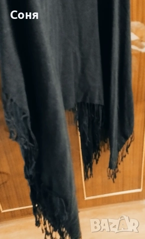 Пончо с яка от естествена кожа, снимка 2 - Палта, манта - 53067847