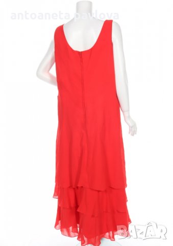 Дълга червена рокля за повод на волани, снимка 2 - Рокли - 33212926