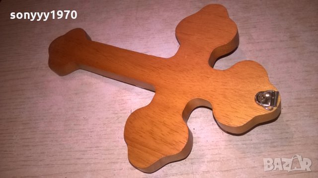 Дървен кръст с христос-бронз/сребро-20Х13см-внос швеицария, снимка 13 - Колекции - 27397901