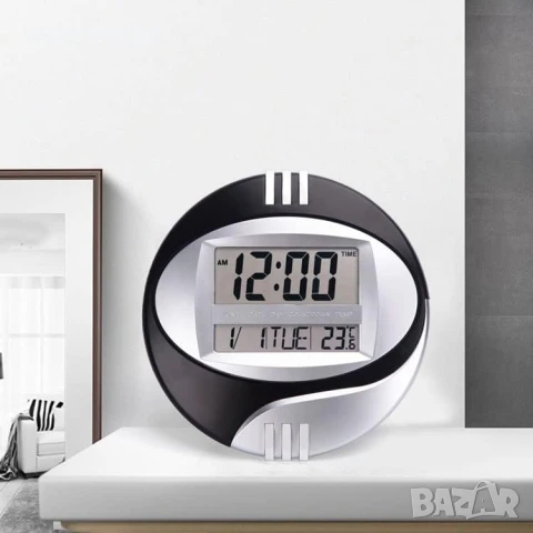 НОВ ДИГИТАЛЕН СТЕНЕН ЧАСОВНИК С ТЕМПЕРАТУРА.LCD ЕЛЕКТРОННИ СТЕННИ ЧАСОВНИЦИ С ГОЛЕМИ ЦИФРИ, снимка 4 - Стенни часовници - 13354069