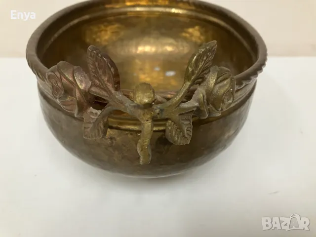 Купа (фруктиера), от месинг, кована, снимка 3 - Антикварни и старинни предмети - 49617835