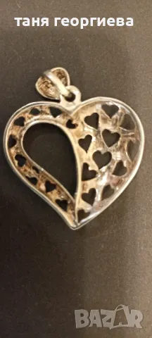 сребърно сърце, снимка 2 - Колиета, медальони, синджири - 48487184
