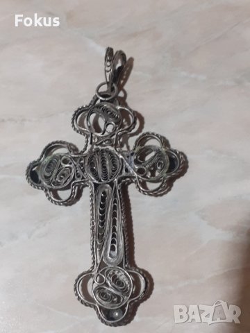 Стар метален възрожденски кръст - филигран, снимка 2 - Антикварни и старинни предмети - 43300669