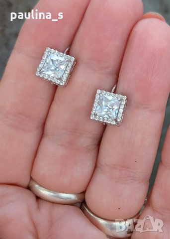 Два различни чифта / Сребърни обеци с Моисанит / проба 925  , снимка 2 - Обеци - 35616027