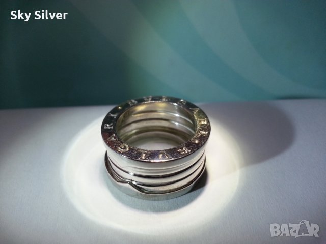 Сребърен пръстен пружина, по модел на BVLGARI, снимка 4 - Пръстени - 28045050