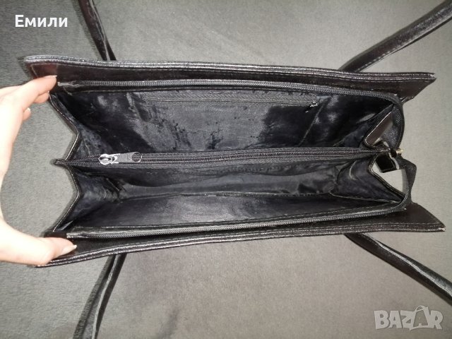 Голяма дамска кожена чанта в черен цвят - подарък при поръчка над 14 лв , снимка 11 - Чанти - 43689829