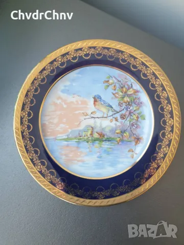 Limoges Rehausse Main 19см/Лимож стара френска колекционерска декоративна порцеланова чиния-картина