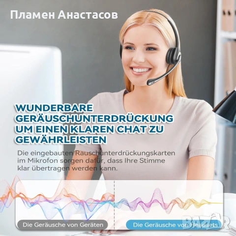 Wantek USB слушалки с микрофон – 3-в-1 (USB / Type-C / 3.5 мм), шумопотискащ микрофон, снимка 2 - Слушалки и портативни колонки - 53296229