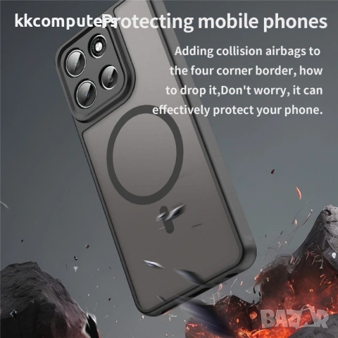Магнитен Калъф за Motorola Moto G56 5G - PC + TPU, Анти-drop, Подсилени ъгли, Вграден Магнит, Вкл. П, снимка 5 - Калъфи, кейсове - 53508098