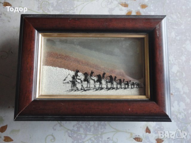 Страхотна картина пустиня пясък камили сертификат , снимка 7 - Картини - 42990089