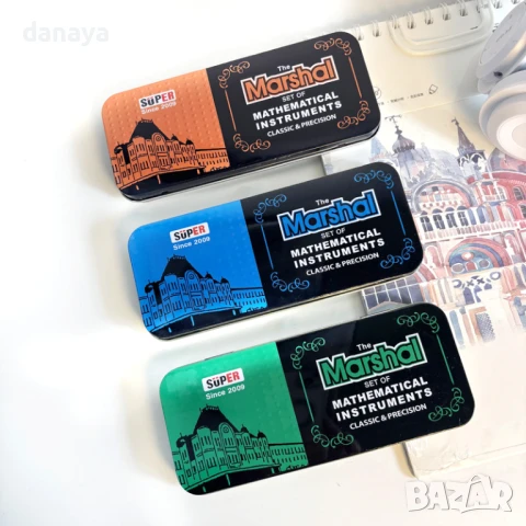 6041 Геометричен комплект за чертане с пергел и делител в метална кутия, снимка 4 - Ученически пособия, канцеларски материали - 51271598