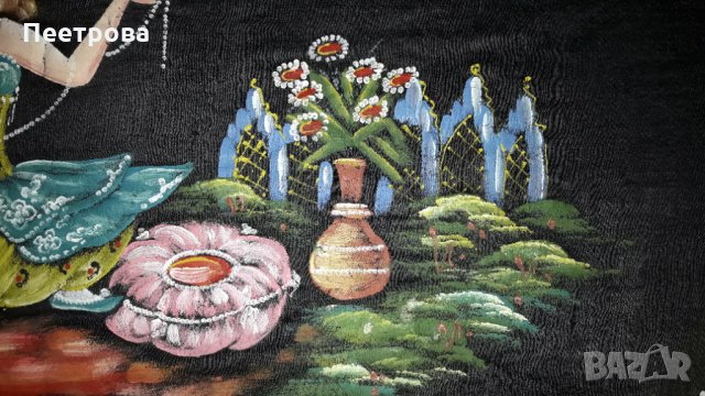 Оригинален ръчно рисуван ковьор за стена-78 х 38 см, началото на 20-ти век., снимка 3 - Пана - 35225580