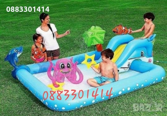 Огромен басейн с пързалка и фонтан Детски кът , снимка 4 - Надуваеми играчки - 28628172