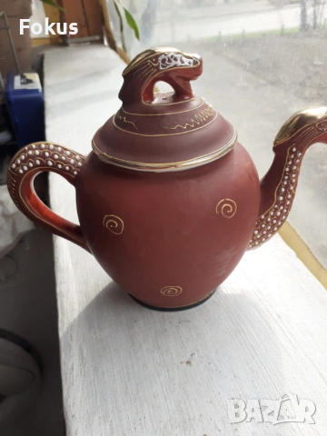 Сатцума Satsuma чайник Япония порцелан позлата печат, снимка 6 - Антикварни и старинни предмети - 53340171