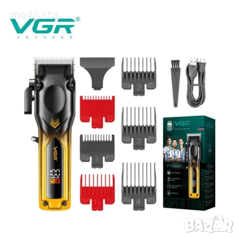 Машинка за Подстригване VGR V-656 – Професионална, С Метален Корпус, LED Дисплей и 6 Приставки, снимка 3 - Друга електроника - 52732718