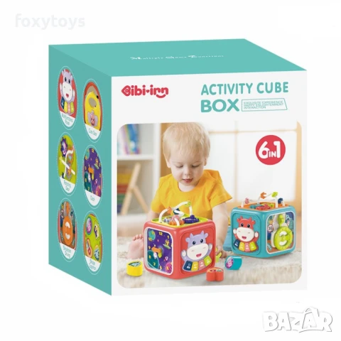 Малък бебешки занимателен куб - 6 в 1, сортер, волан, пиано, музика и светлини, снимка 3 - Образователни игри - 51263951