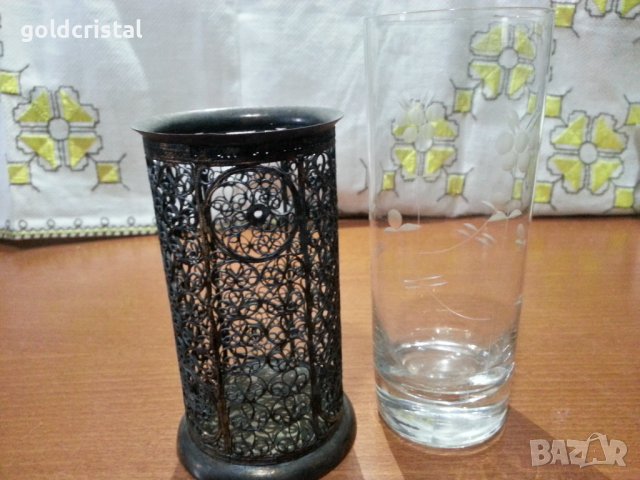 Руски посребрен стакан подстакан  филигран , снимка 7 - Антикварни и старинни предмети - 43899469