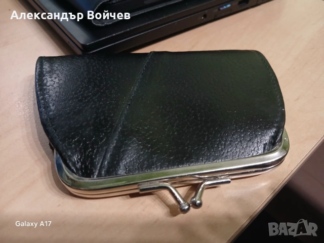 Портмоне дамско естествена кожа, черно