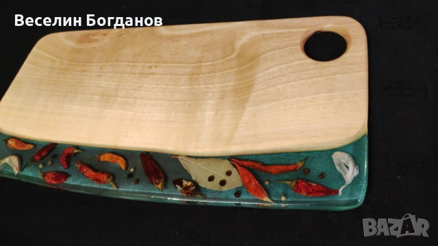 епоксидна смола и дърво,дъска за рязане и сервиране, снимка 10 - Други - 53060091