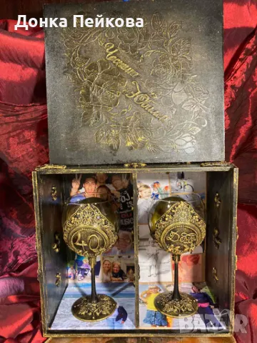 Чаши за вино със дървена кутия , снимка 1