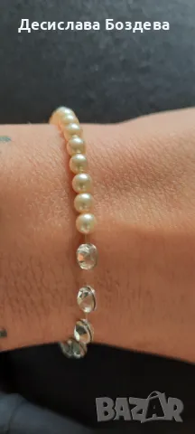 Гривна с перли и кристали SWAROVSKI , снимка 2 - Гривни - 50262747