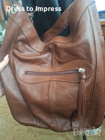 кафява чанта естествена кожа Made in Italy, снимка 4 - Чанти - 53594018