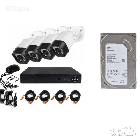Видеонаблюдение с 4 камери + DVR AHD + Хард диск 1TB, снимка 2 - Друга електроника - 53127627