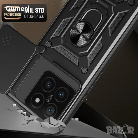Xiaomi 14T  Противоударен Хибриден Гръб с Ринг - Черен, снимка 2 - Калъфи, кейсове - 47703274