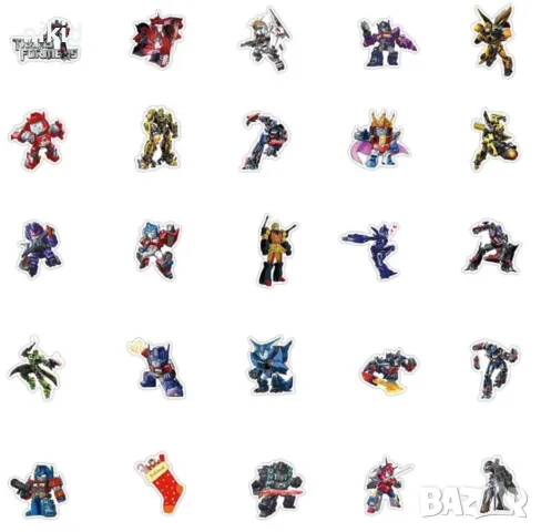 50 БР Трансформерс transformers самозалепващи лепенки стикери за украса декор картонена торта и др, снимка 9 - Други - 37588651