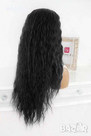 Дълга обемна чуплива черна перука Елина, снимка 3 - Аксесоари за коса - 37978916