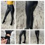 Дамски кожен клин панталон  в черно с повдигащ ефект , снимка 1 - Клинове - 43897489
