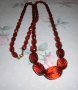 Старинна кехлибарена огърлица от фасетирани бакелитени мъниста черешов кехлибар, снимка 2