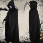 Костюм на Grim Reaper Хелоуин 4 части, черно наметало с маска на черепа, коса, скелетни ръкавици, снимка 6