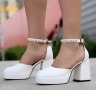 Сандали на ток - бяла кожа - VSN1, снимка 2