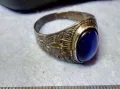 Старинен РЪЧНО ОРНАМЕНТИРАН СРЕБЪРЕН ПРЪСТЕН ОКСИДИРАНО СРЕБРО ВИСОКА ПРОБА сСИНЬО КОТЕШКО ОКО 49954, снимка 9