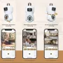 Двойна PTZ WiFi камера, Dual Lens 5 Mpx, Full HD, SD слот, LED лампа, 360°, нощно виждане, снимка 4