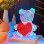Ръчно изработена USB Великолепна светеща LED мечка, държаща червено сърце, снимка 1